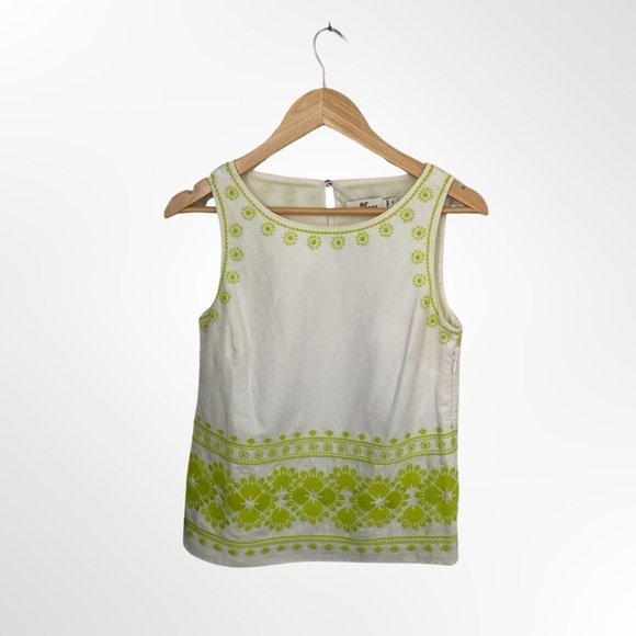 VINEYARD VINES Caribbean Floral Embroidered Linen Tank Top Size 0 - Picture 1 of 8